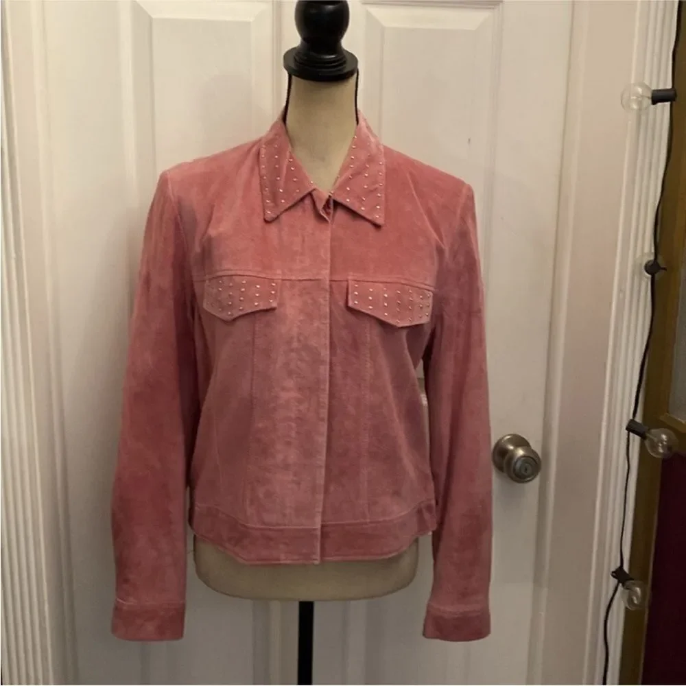 Revue Pink Suede Women's crystal embellished Jacket, US10
